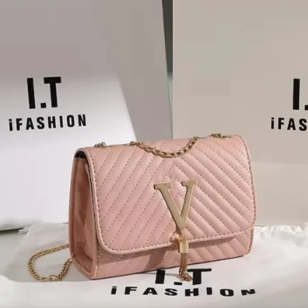Fashion Heart Pattern PU Leather Shoulder Bag for Women - Waterproof Chain Decor Crossbody Bag