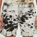 Genuine Cowhide Pony Hair Shorts for Men - Black and White Spotted Cow Print Shorts