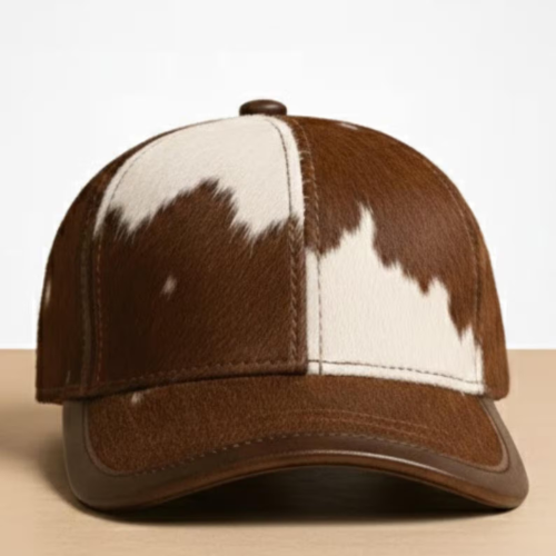 Handmade Brown Cowhide Baseball Cap – Western Style Leather Hat