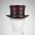 Handmade Burgundy Leather Top Hat | Steampunk Victorian Gothic Festival Hat