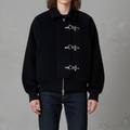 Unique Black Wool Toggle Bomber Jacket – Edgy Streetwear Jacket for Men