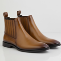 Handmade Tan Leather Chelsea Boots - Mens Dress Shoes Formal Gift