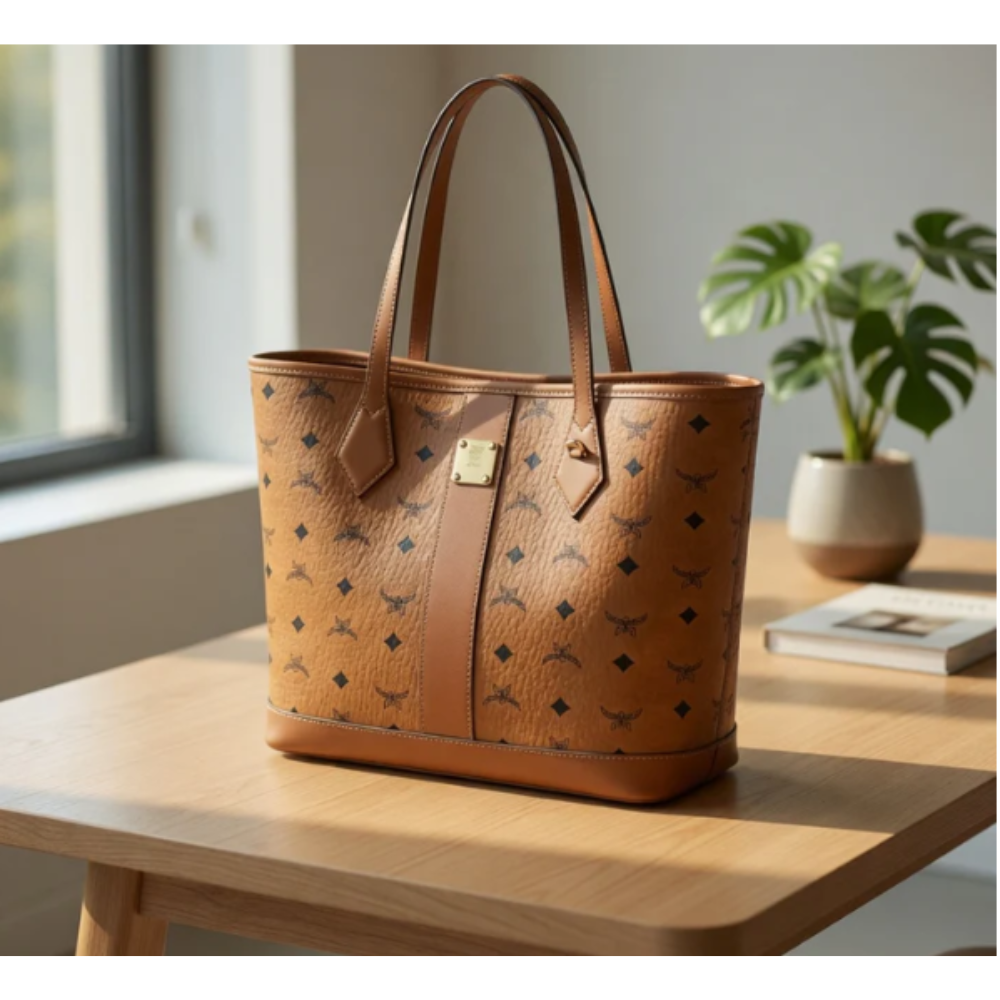 Women’s Genuine Cowhide Leather Tote – Large Horizontal Square Shoulder Bag with Double Straps & Letter Detail