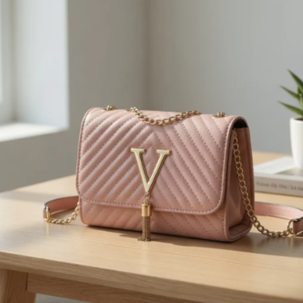 Fashion Heart Pattern PU Leather Shoulder Bag for Women - Waterproof Chain Decor Crossbody Bag