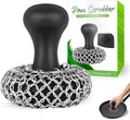 316L Stainless Steel Chainmail Scrubber – Cast Iron Skillet, Pan & Grill Cleaner (Dishwasher Safe)