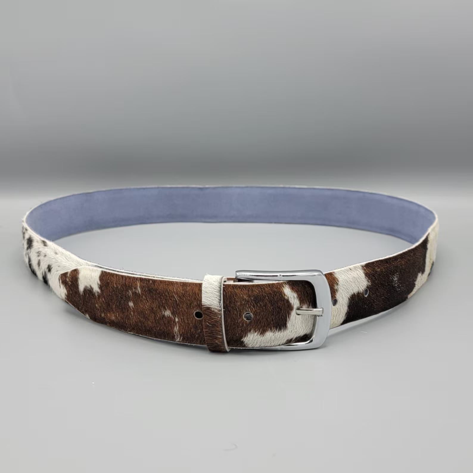 Handmade Cowhide Leather Belt for Men – Western Rodeo Cow Print Belt, Rustic Cowboy Style Gift