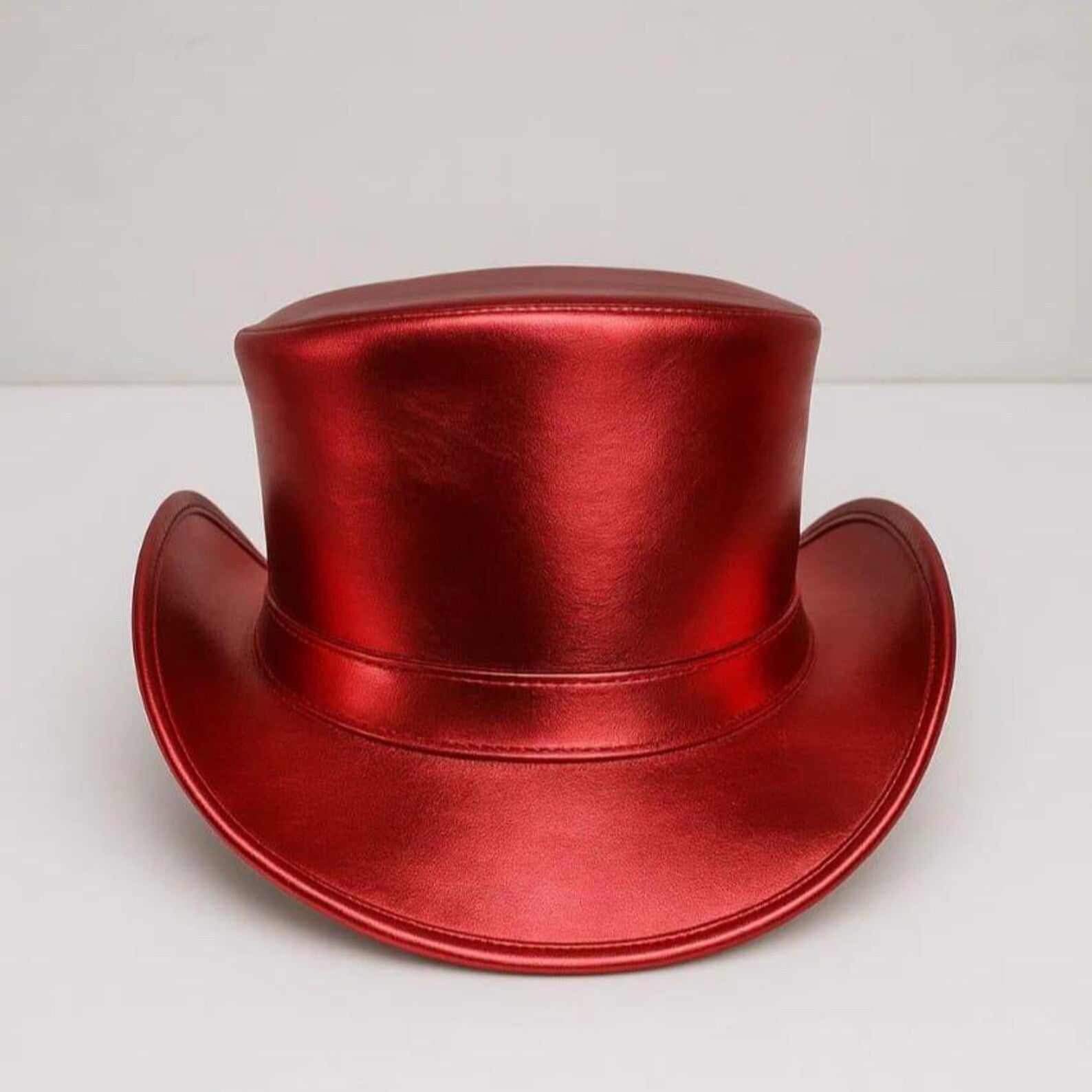 Handmade Metallic Purple Leather Top Hat – Steampunk Gothic Festival Hat , Multiple Colors Available