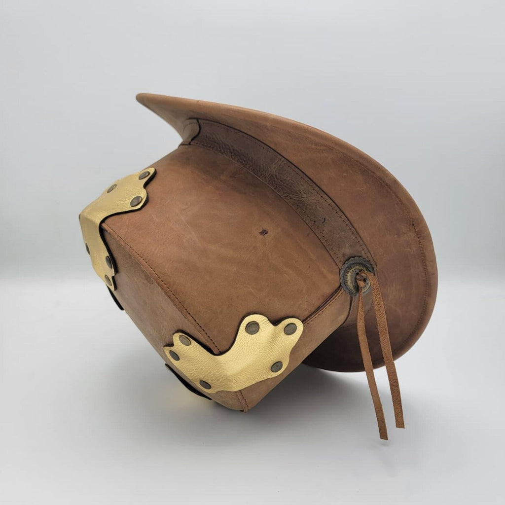 Handmade Steampunk Leather Top Hat: Brass Accent Cosplay Hat