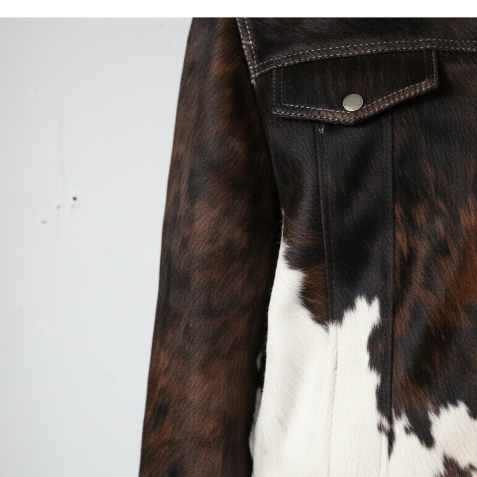 Hair-On Cowhide Leather Jacket – Western Style Rustic Biker Coat for Men