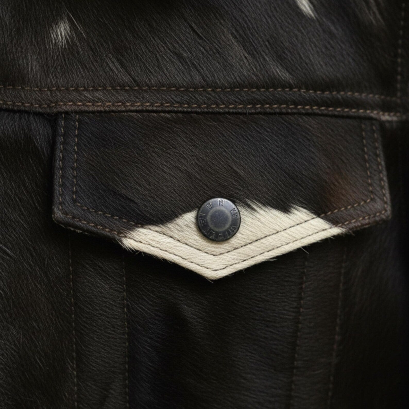 Genuine Cowhide Leather Jacket, Hair on Hide Coat, Western Cowboy Rodeo Style