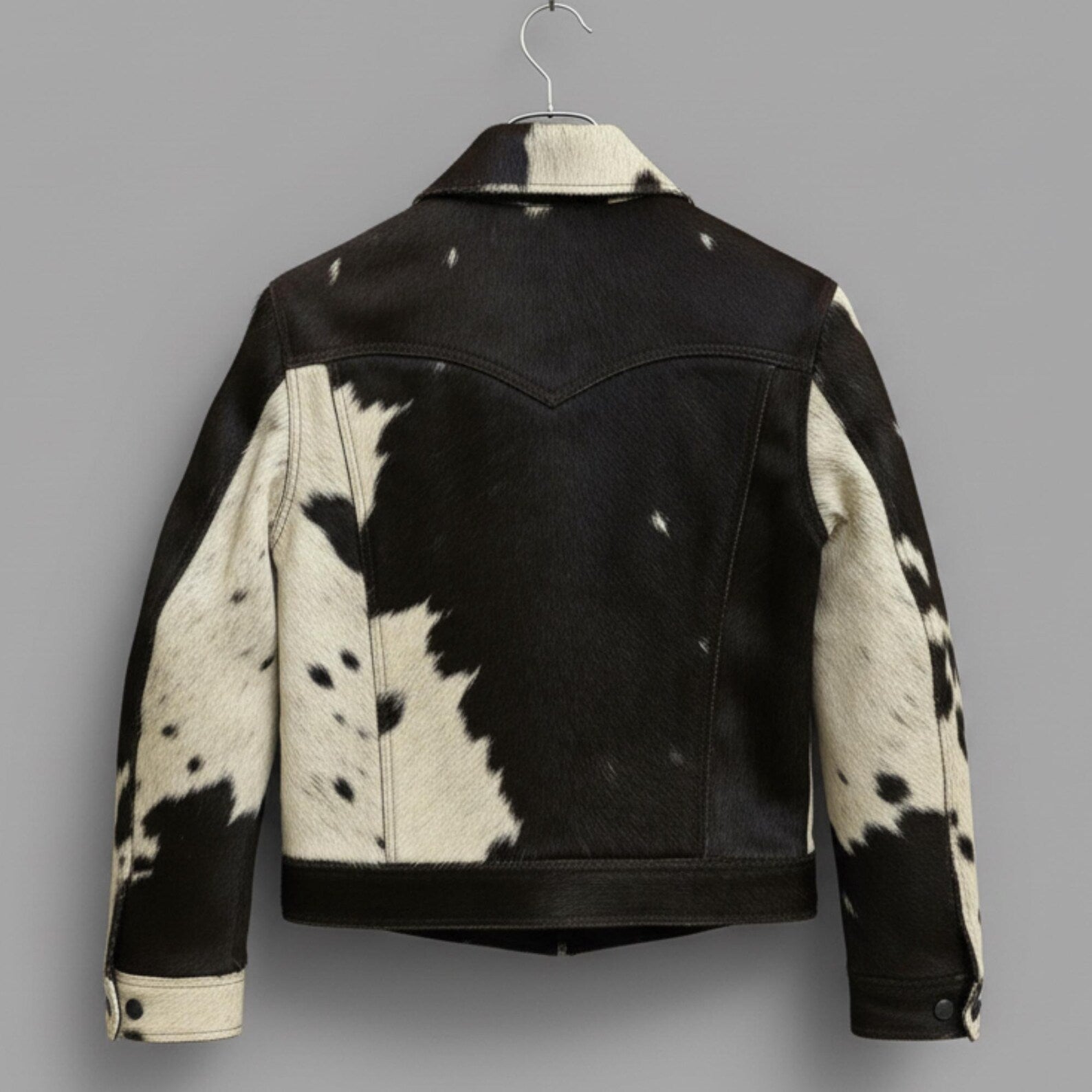 Genuine Cowhide Leather Jacket, Hair on Hide Coat, Western Cowboy Rodeo Style