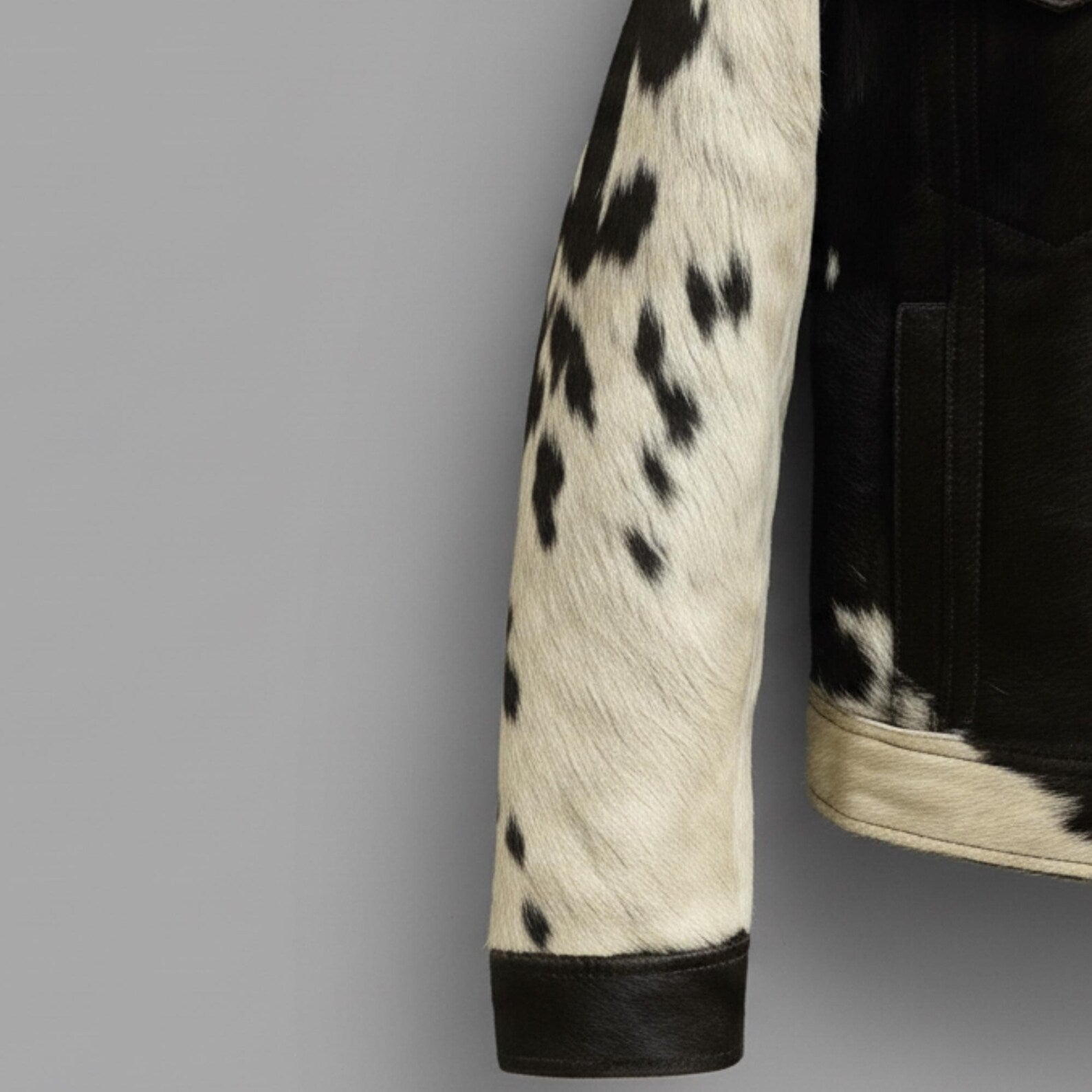 Genuine Cowhide Leather Jacket, Hair on Hide Coat, Western Cowboy Rodeo Style