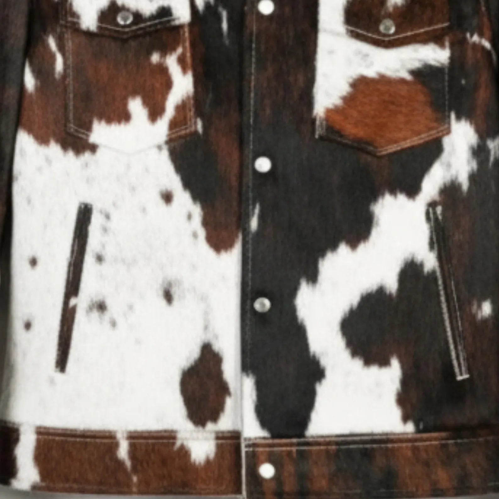 Western Biker Cowhide Leather Jacket, Brown Hair on Hide Coat, Handmade Cow Print