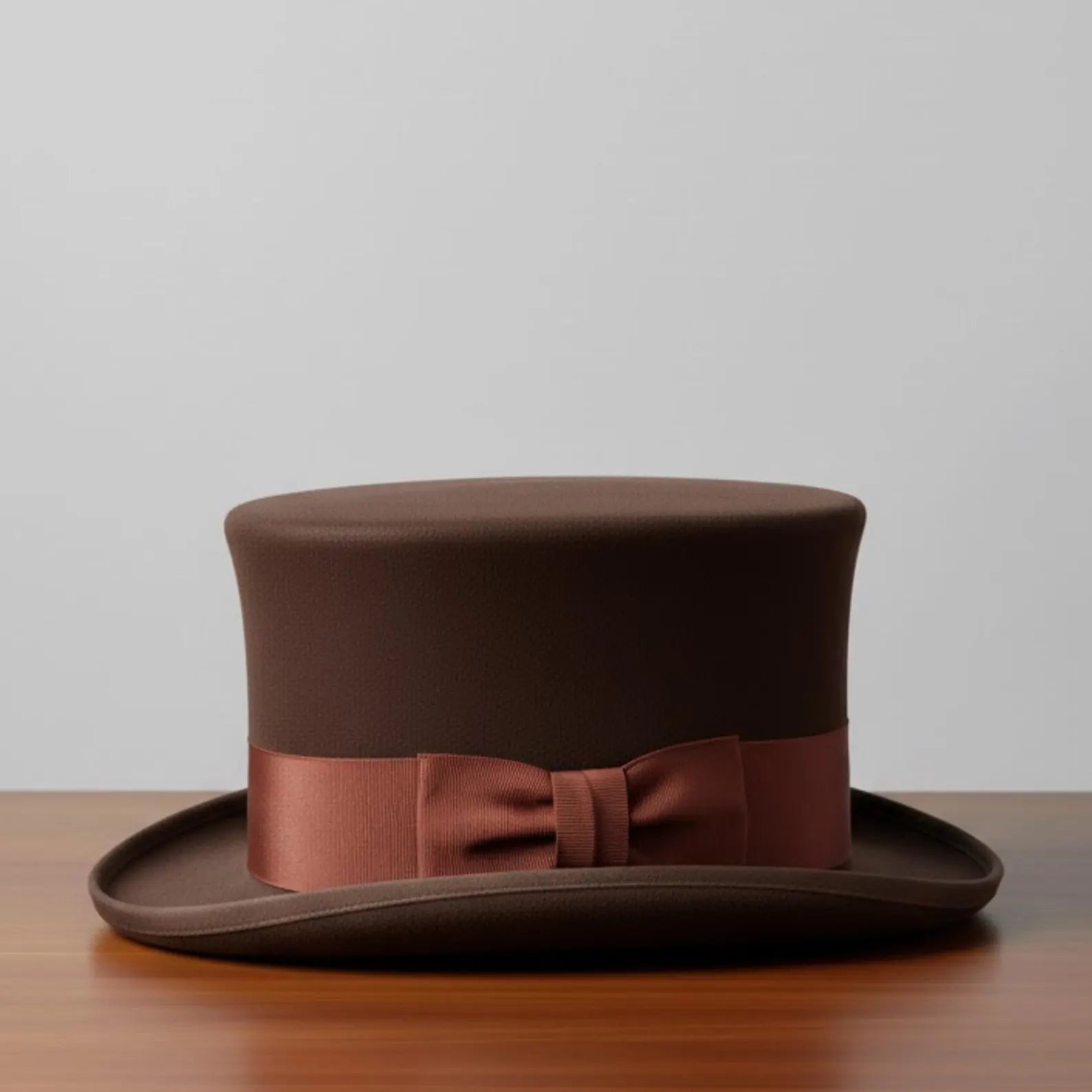 Elegant Brown Felt Top Hat – Classic Victorian Gentleman Hat for Weddings & Formal Events