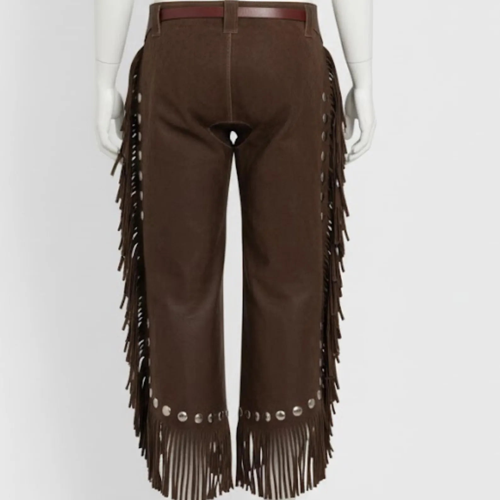 Handmade Brown Suede Leather Chaps – Western Chaps, Cowboy Biker Rodeo Gear