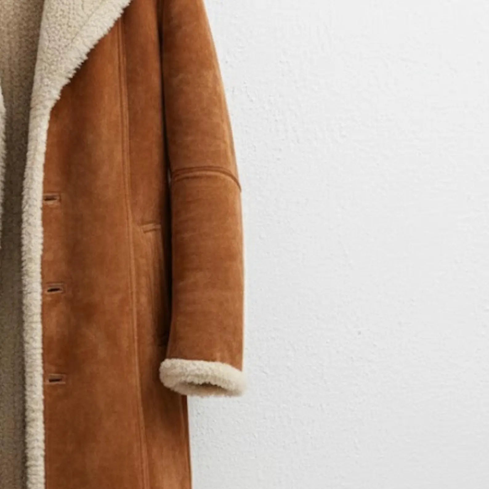 Handmade Brown Suede Shearling Coat – Vintage Winter Aviator Jacket