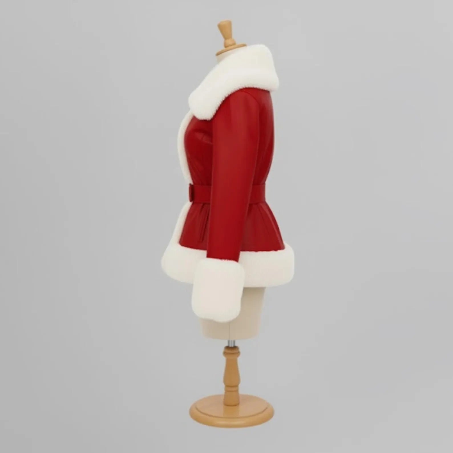 Handmade Red Faux Fur Christmas Jacket – Mrs Claus Santa Coat, Festive Holiday Outfit