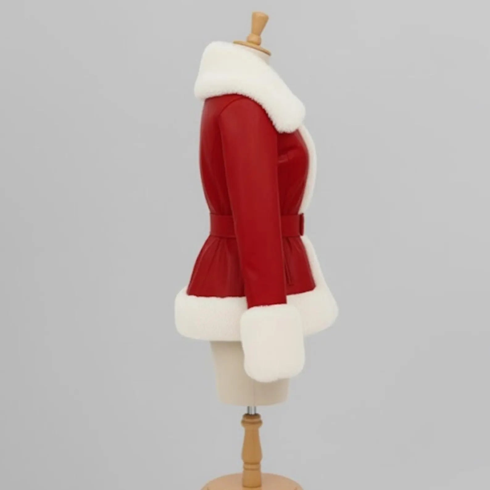 Handmade Red Faux Fur Christmas Jacket – Mrs Claus Santa Coat, Festive Holiday Outfit