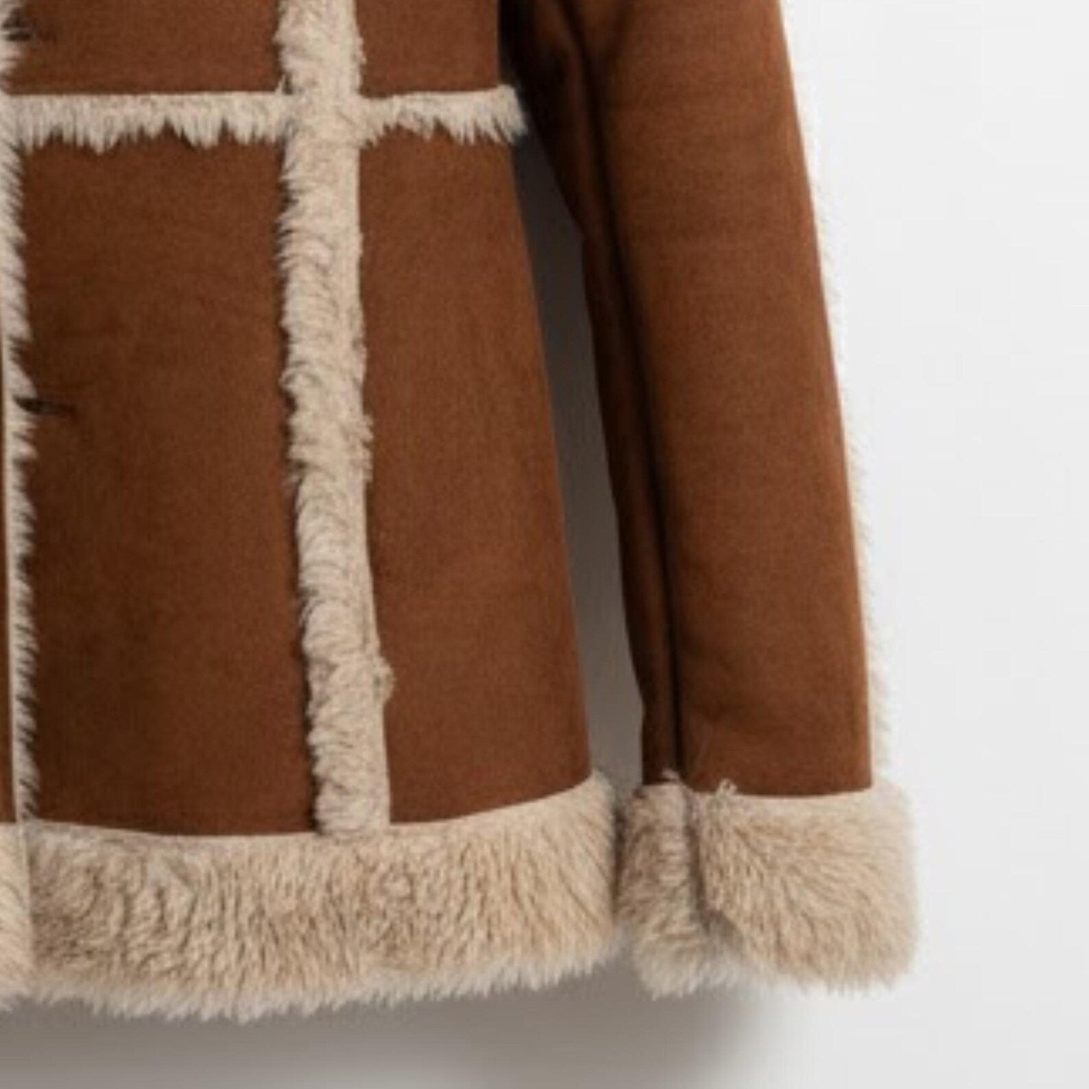 Handmade Brown Sheepskin Shearling Coat - Warm Cozy Womens Jacket