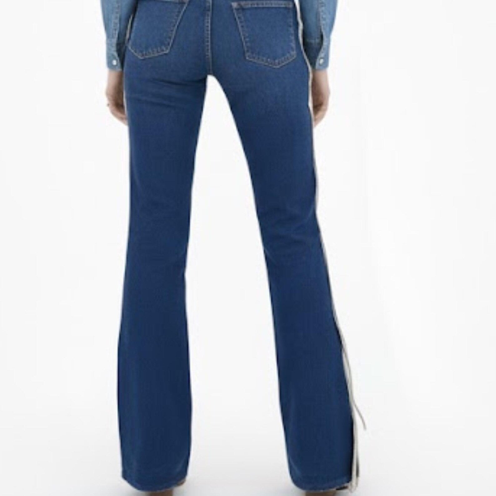 Handmade Blue Suede Chaps Western Rodeo Pants with White Cutout Fringe