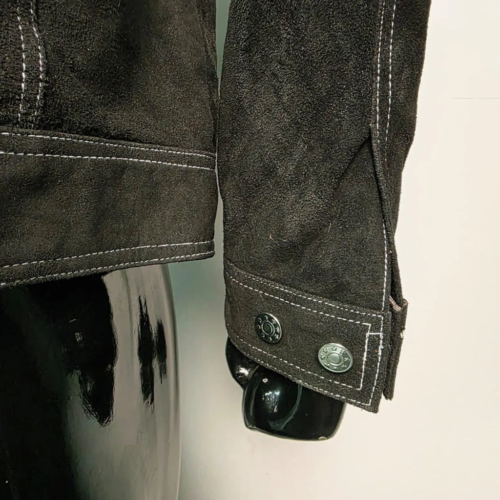 Handmade Black Suede Trucker Jacket for Men, A Classic Vintage Style Coat.