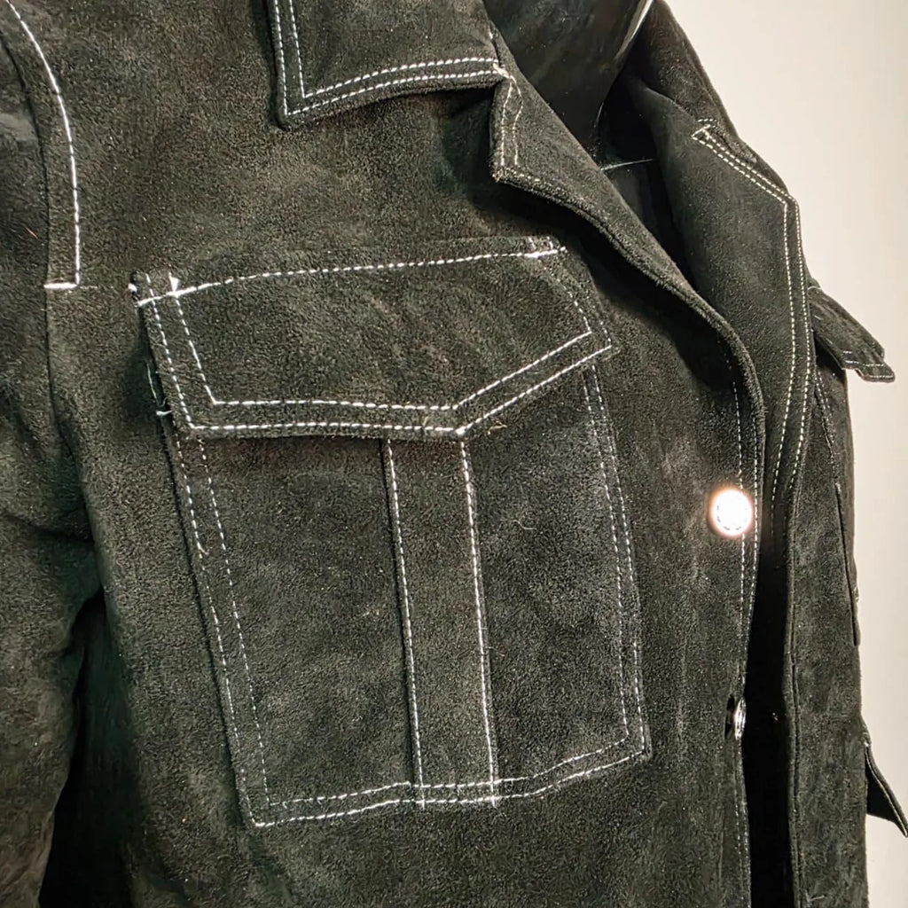 Handmade Black Suede Trucker Jacket for Men, A Classic Vintage Style Coat.