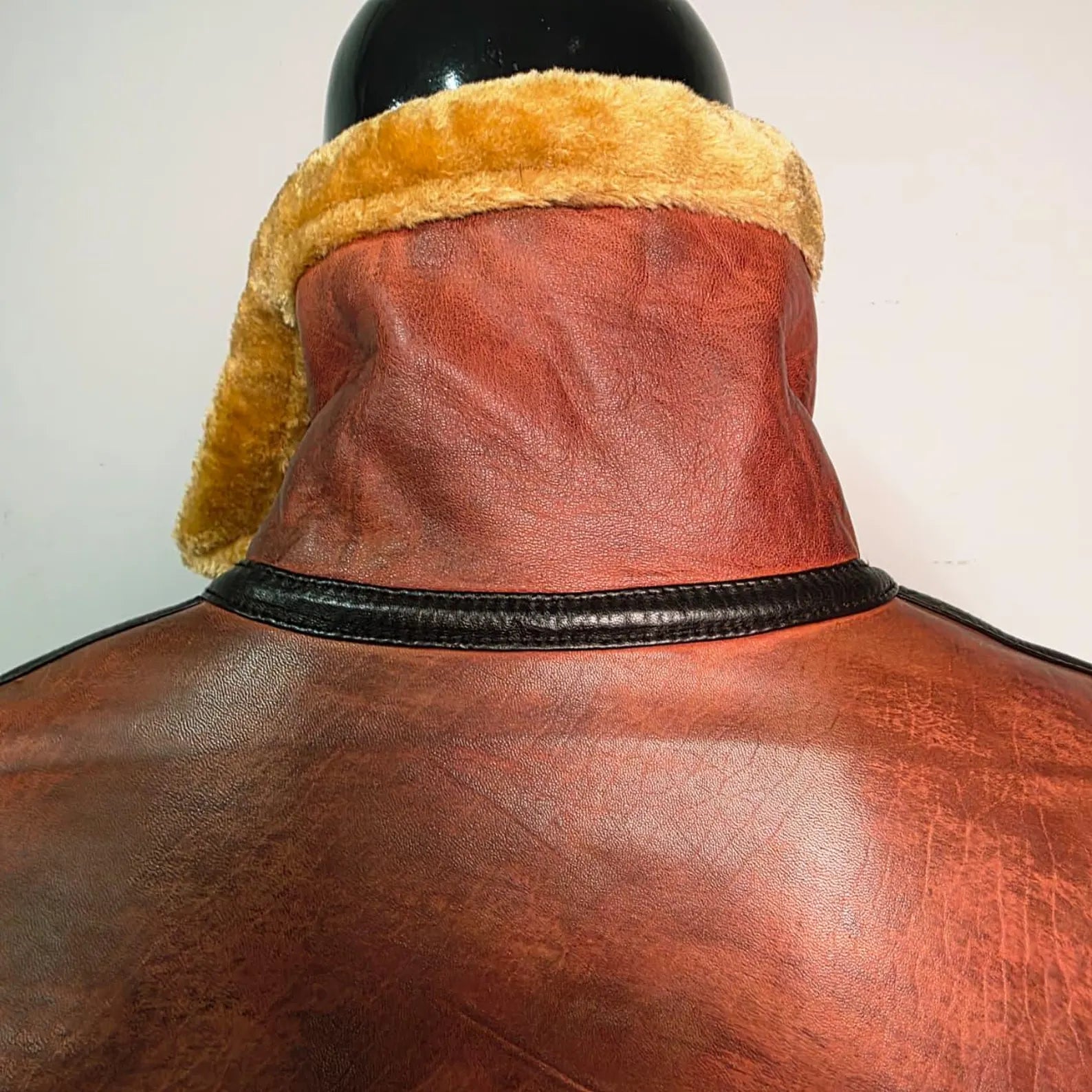 Handmade Men's Brown B3 Bomber Shearling Jacket, a Vintage Style Aviator Leather Coat