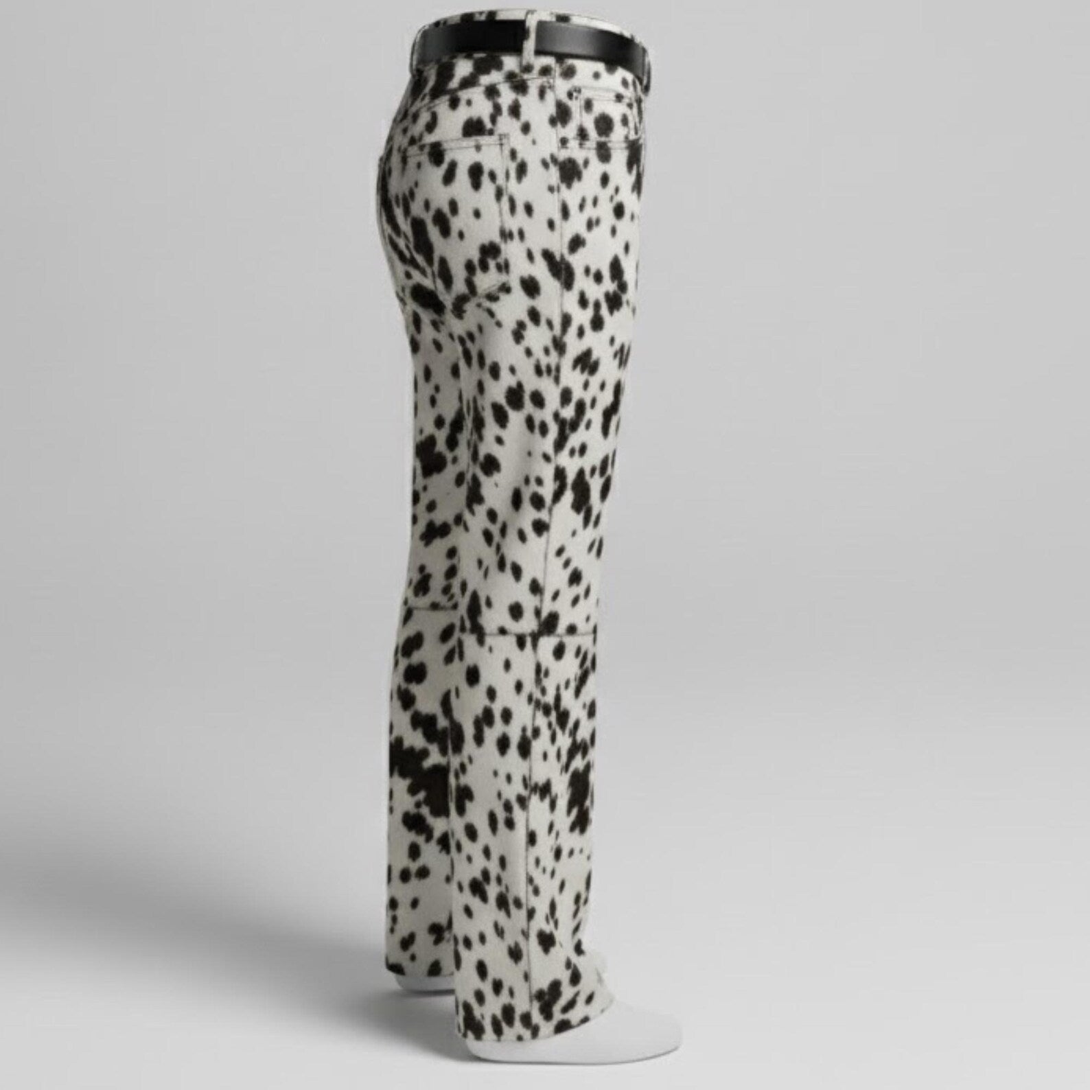 Handmade Faux Fur Cow Print Pants – Western Flared Trousers for Women