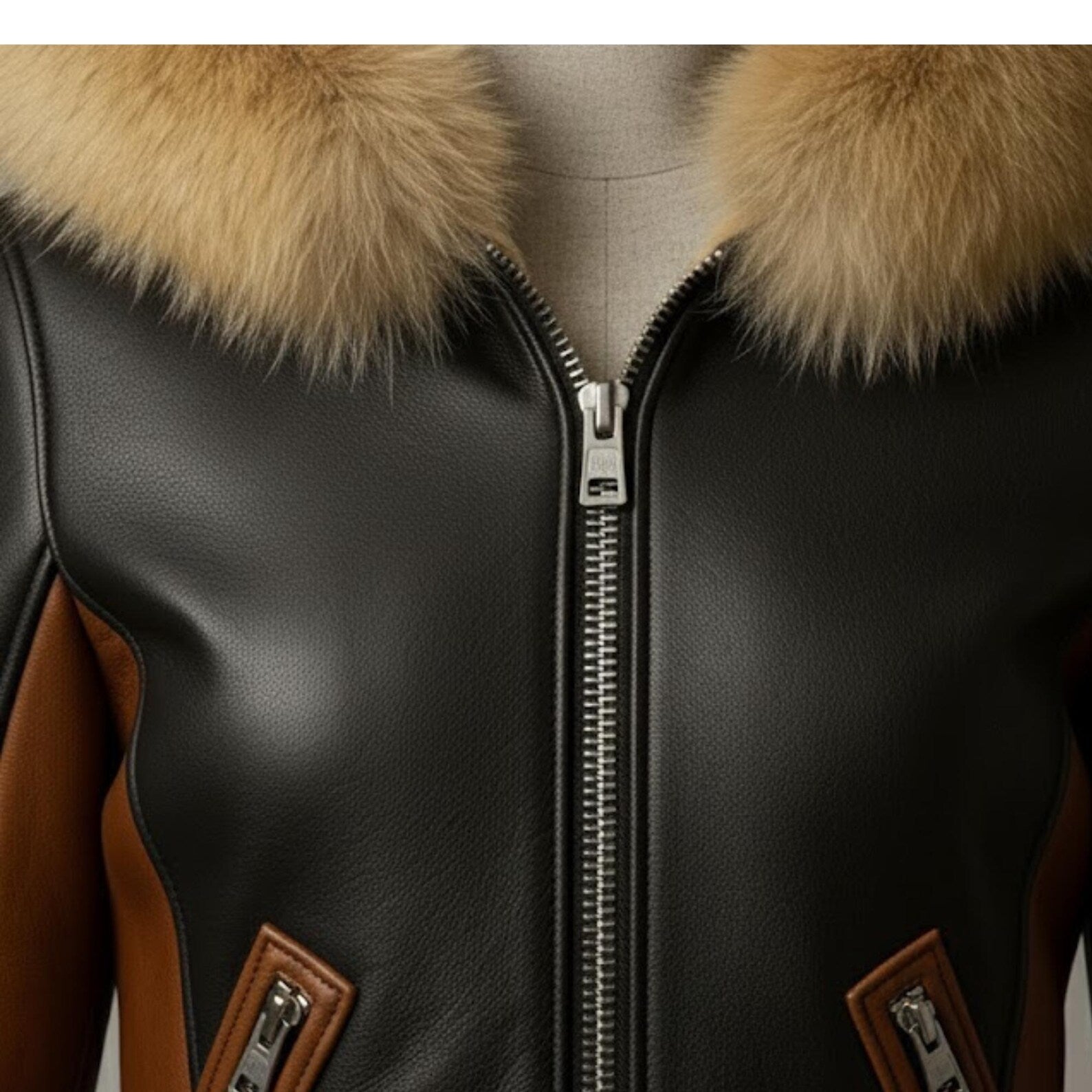 Handmade Black Leather Shearling Jacket – Women's Winter Aviator Coat
