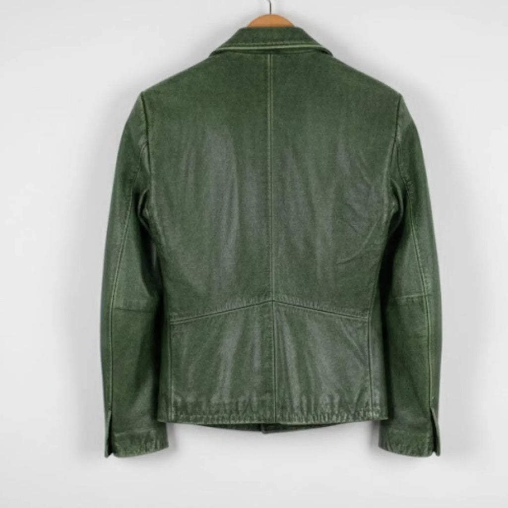 Handmade Olive Green Leather Jacket Men – Vintage Leather Coat Style