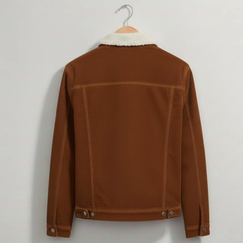 Handcrafted Corduroy Sherpa Trucker Jacket - Warm Winter Essential by Fashion Mode Apparel