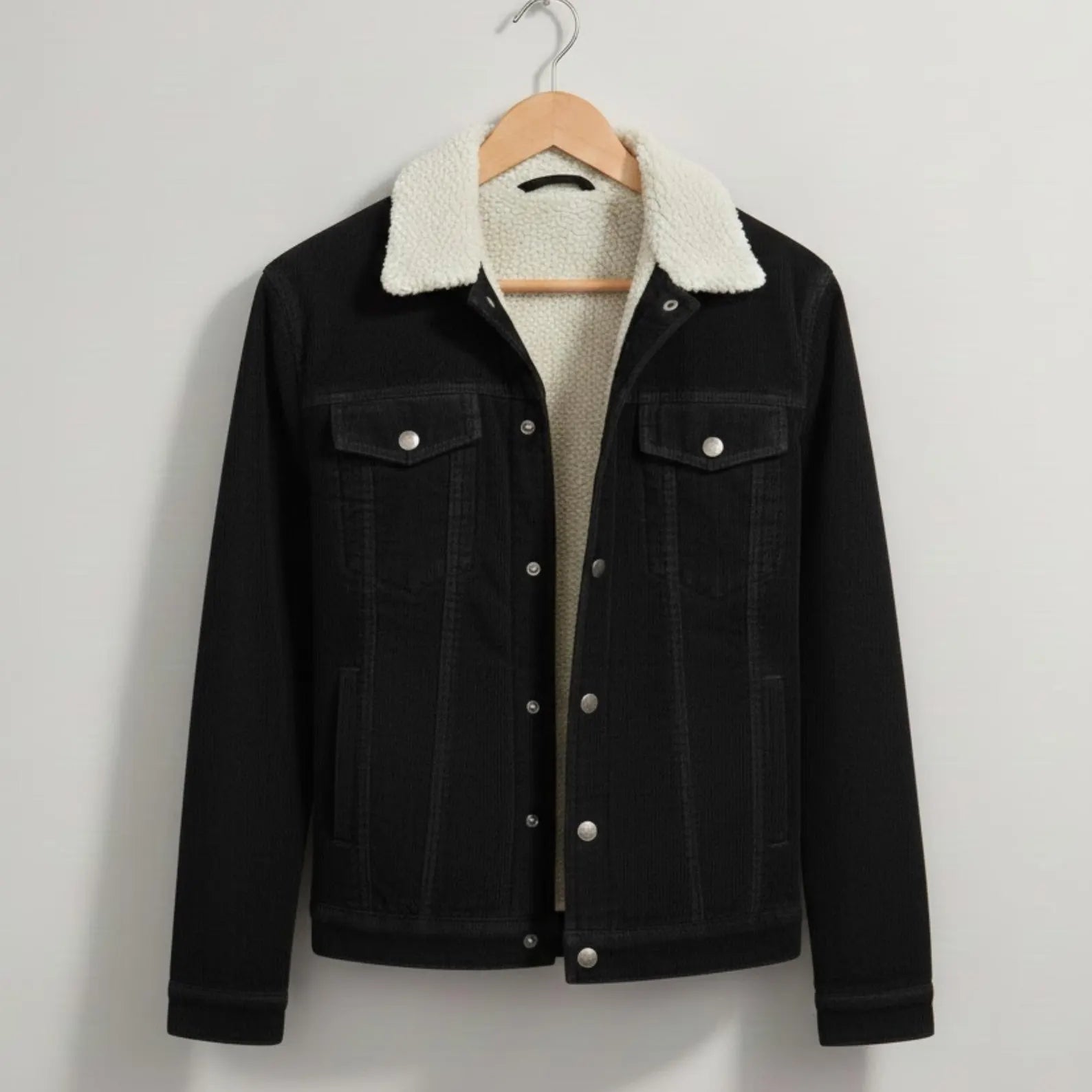 Handcrafted Corduroy Sherpa Trucker Jacket - Warm Winter Essential by Fashion Mode Apparel