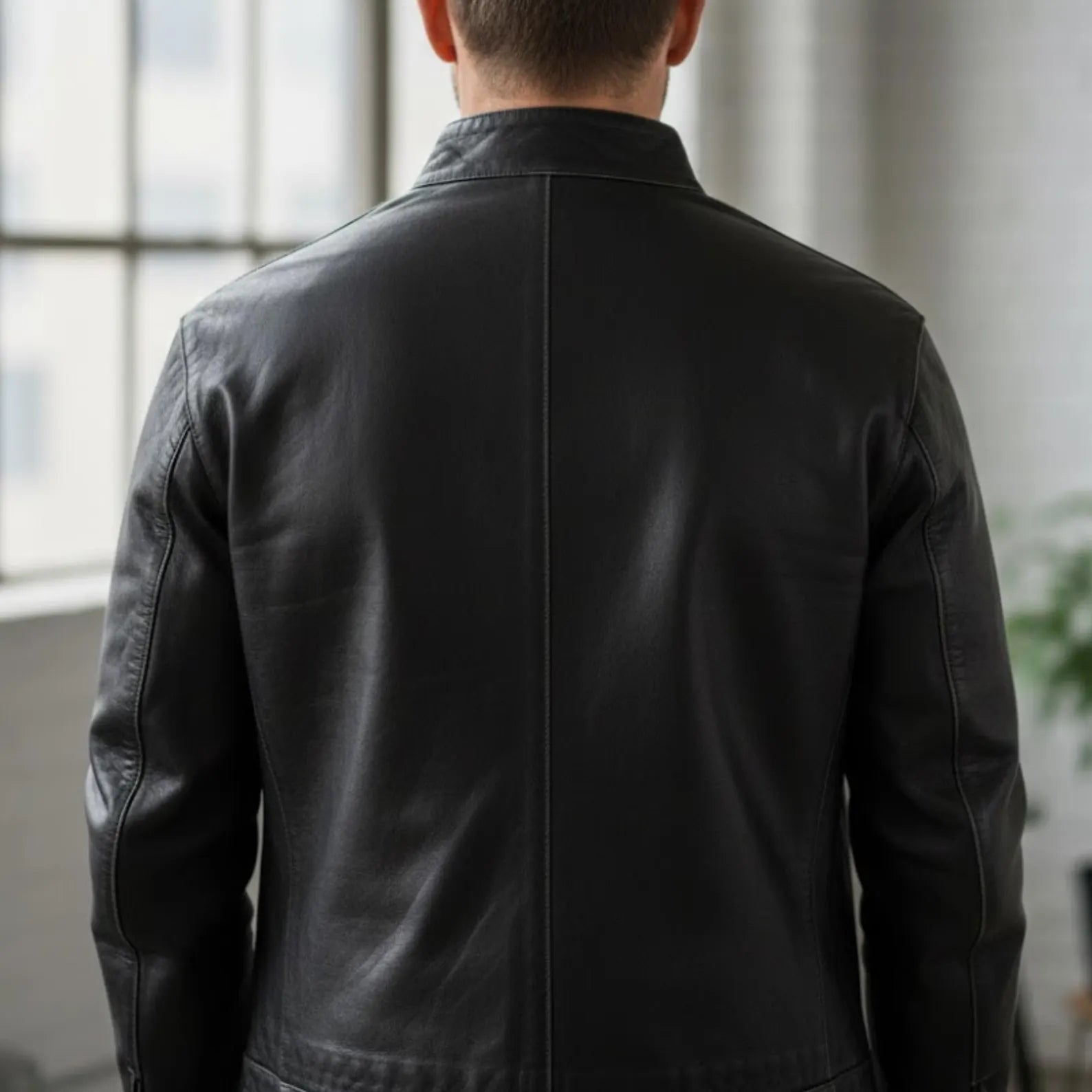Handmade Dark Grey Leather Jacket – Asymmetric Jacket Biker Style