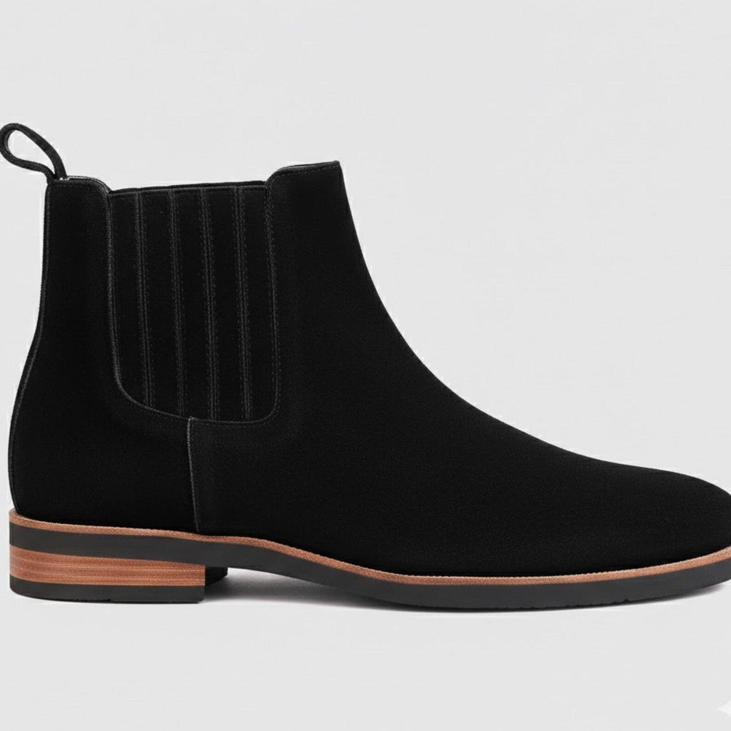 Handmade Black Suede Chelsea Boots – Mens Ankle Boots for Formal Wedding