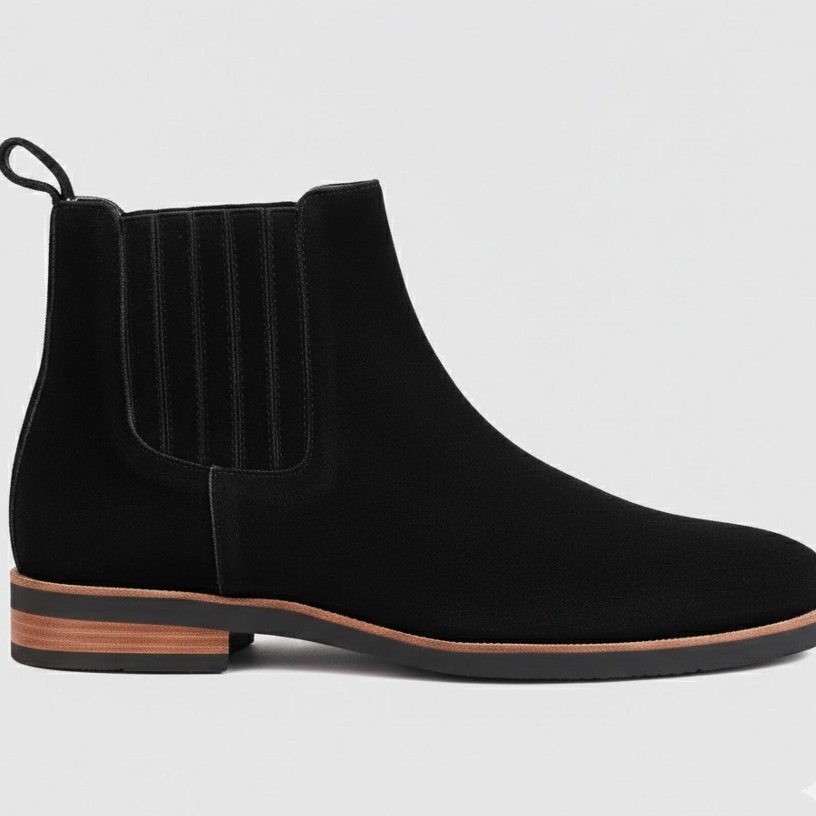 Handmade Black Suede Chelsea Boots – Mens Ankle Boots for Formal Wedding