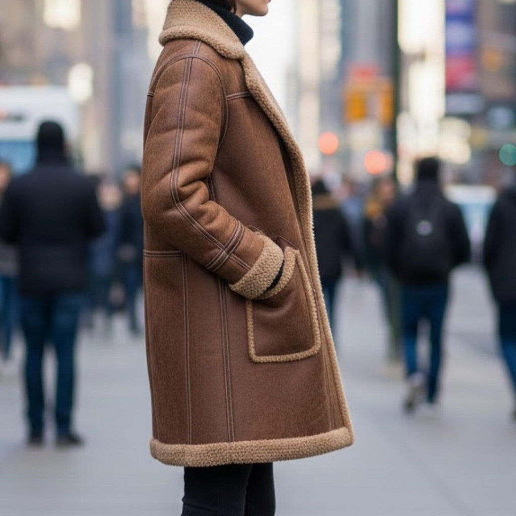 Handmade Brown Shearling Coat, 70s Penny Lane Jacket, Boho Winter Fashion