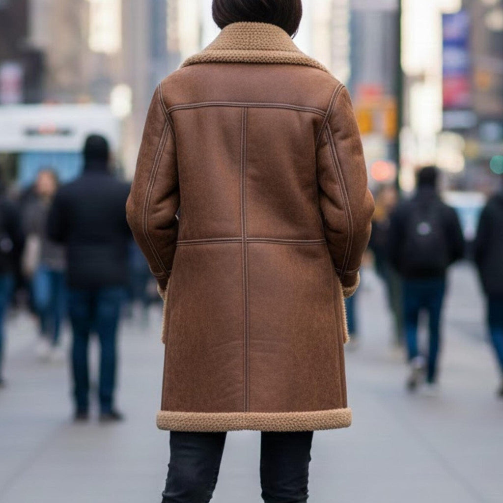 Handmade Brown Shearling Coat, 70s Penny Lane Jacket, Boho Winter Fashion