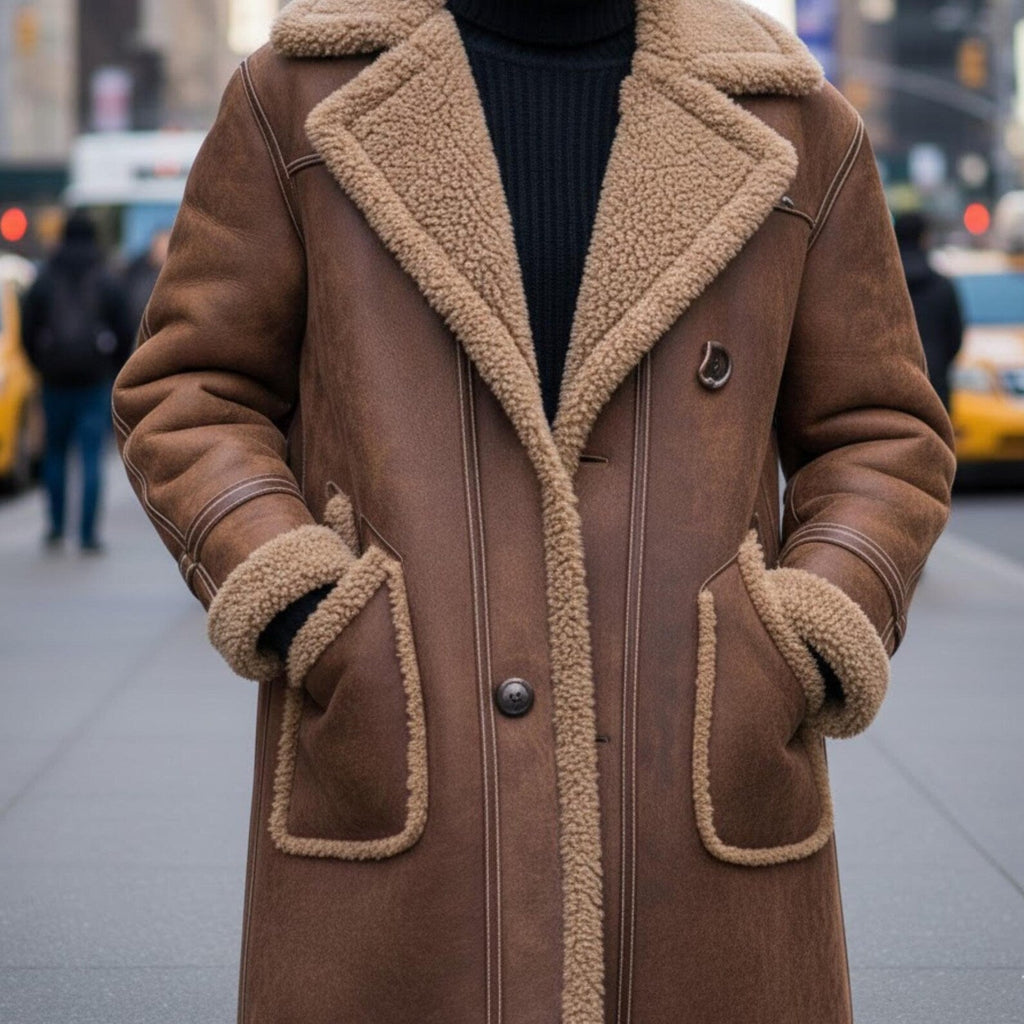 Handmade Brown Shearling Coat, 70s Penny Lane Jacket, Boho Winter Fashion