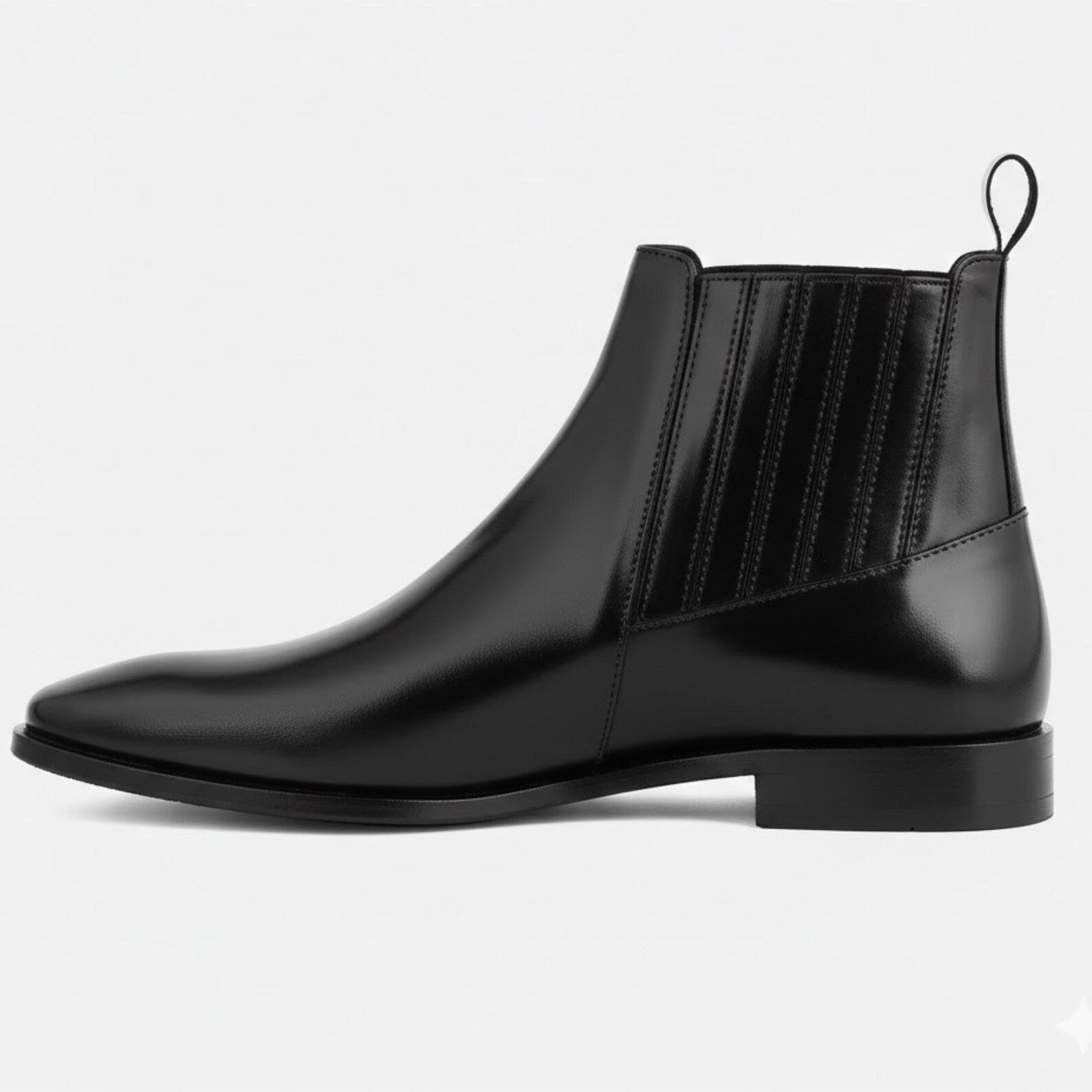 Handmade Black Leather Chelsea Boots – Mens Formal Ankle Dress Shoes