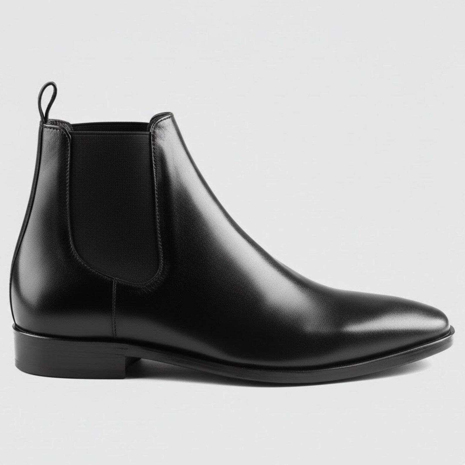 Handmade Black Leather Chelsea Boots – Mens Slip On Formal Ankle Shoes